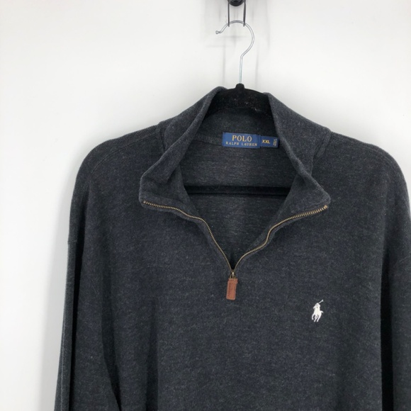 Polo‎ Ralph Lauren Mens Sweatshirt Size XXL Charcoal Gray 1/4 Zip Soft Cotton - Picture 10 of 14